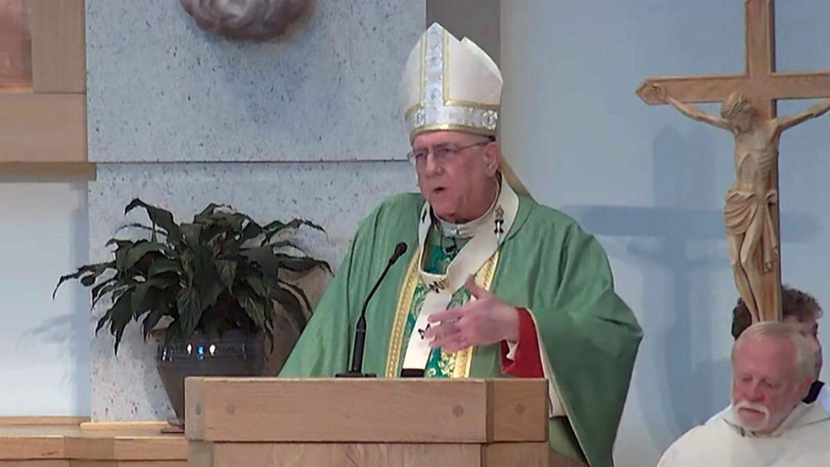 Archbishop Joseph Naumann speaks at Holy Trinity Catholic Church on Sunday, Jan. 21, 2024