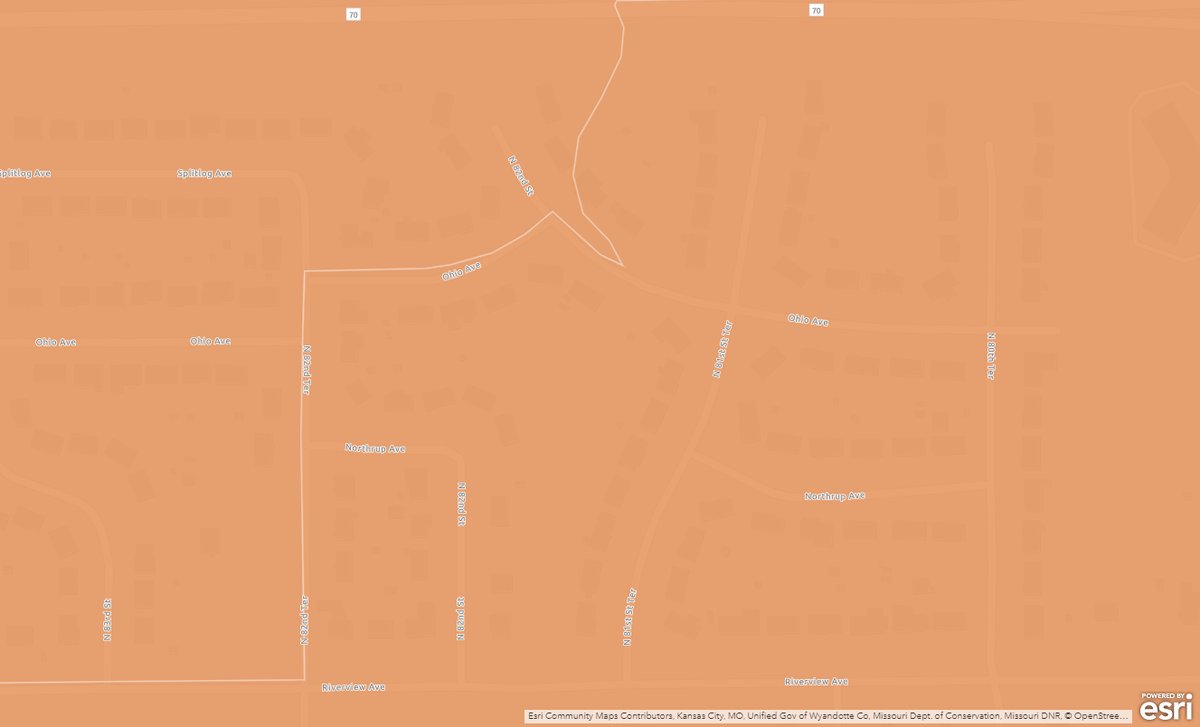 A rendering showing the boundary between the 2nd congressional district and 3rd congressional district in the Stony Point neighborhood of Wyandotte County.