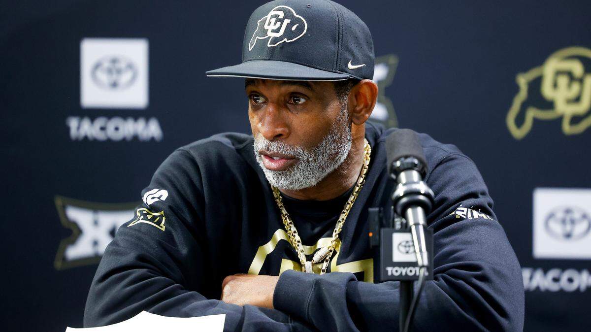 Colorado Buffaloes head coach Deion Sanders spoke to the media last week at the University of Colorado NFL Showcase at the CU Indoor Practice Facility.