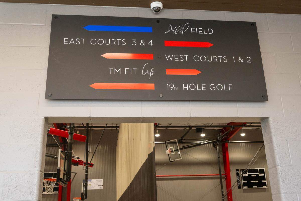 Signage inside of TM Fieldhouse in Lee's Summit on Monday, December 29, 2025.