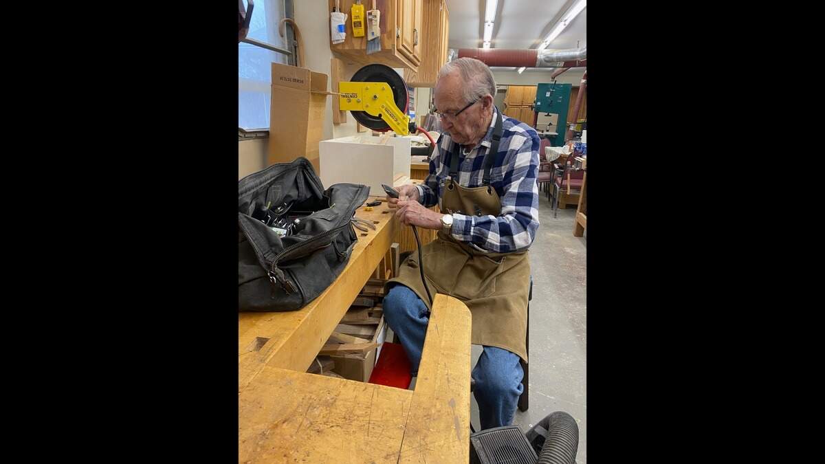 George Weeks, age 96, works on a project.