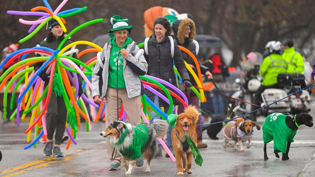 The Noah’s Ark Animal Clinic entry marched during the 2023 St. Patrick’s Day Warm-Up Parade in Brookside. The 2024 parade will begin at 2 p.m. March 16.