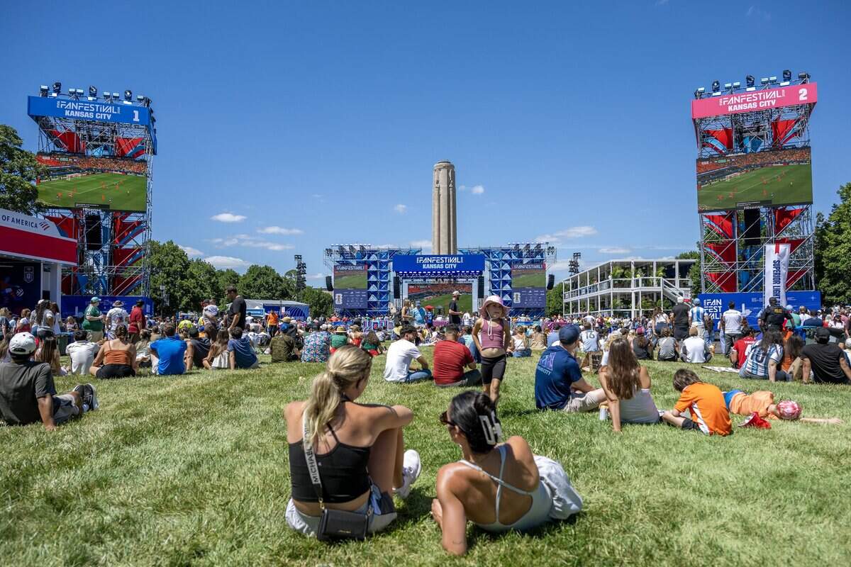 Visitors attended the FIFA Fan Festival on Sunday, June 14, 2026, in Kansas City.