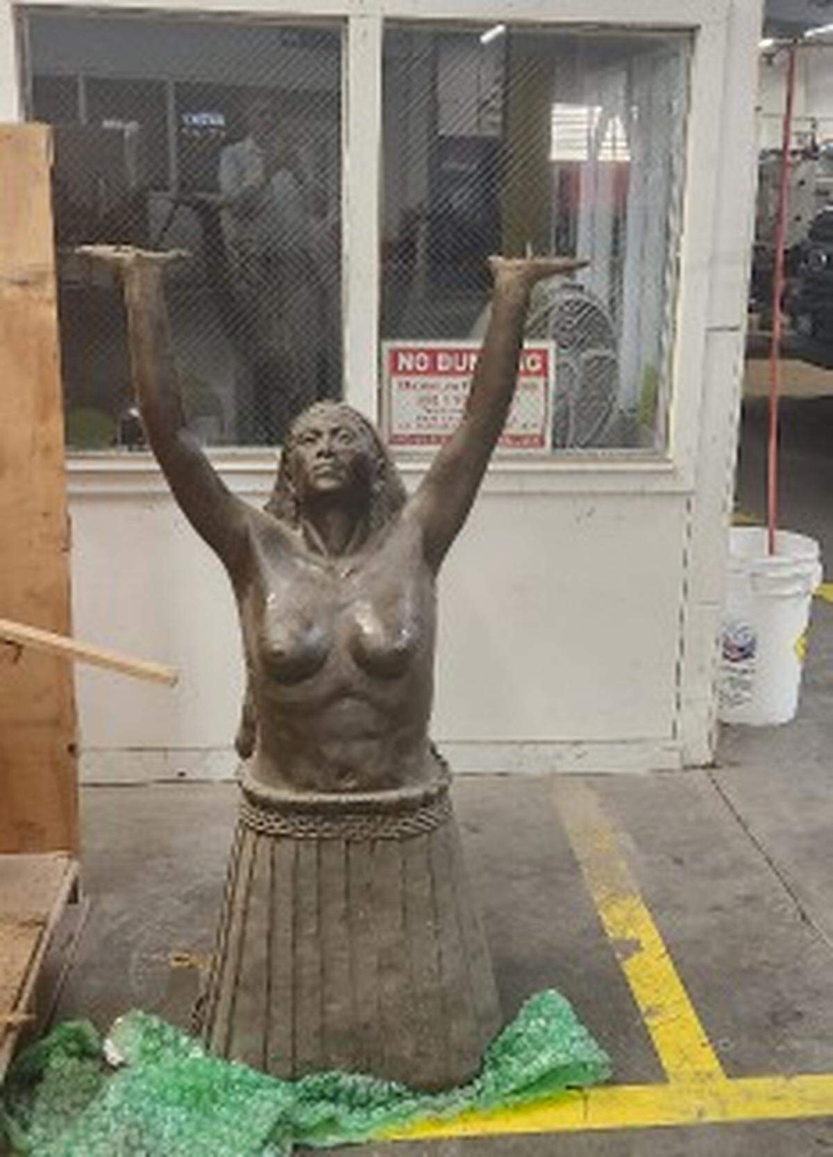 One of three female figures that make of the sculpture Las Tarascas, given to Kansas City by sister city Morelia, Mexico, has been in storage in KC for 12 years. The sculpture has been slated to be installed on Southwest Boulevard.