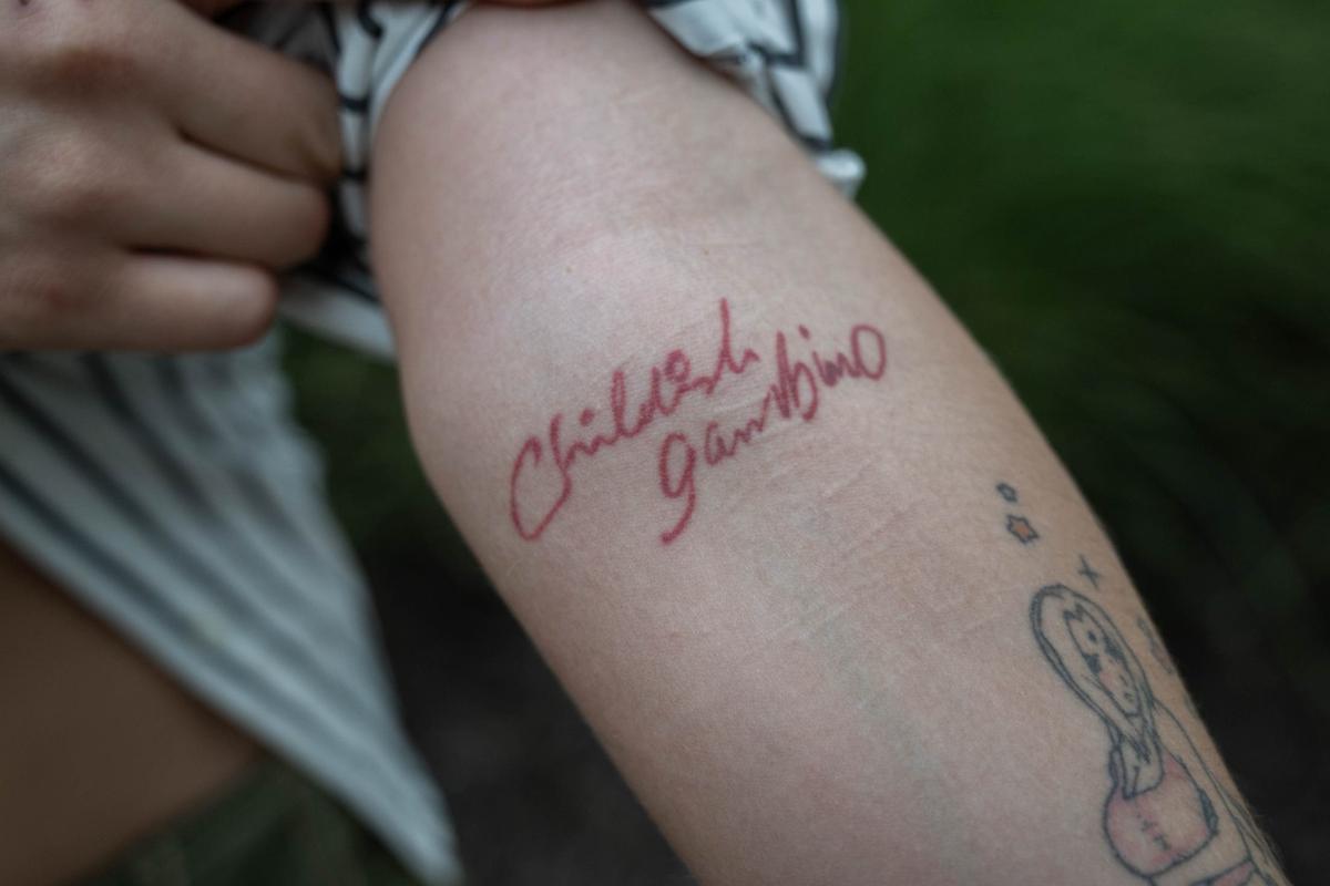 Jackie from Kansas City, has listed to Childish Gambino since she was 12 years old. She has a tattoo of his name on her arm to remind her of him.