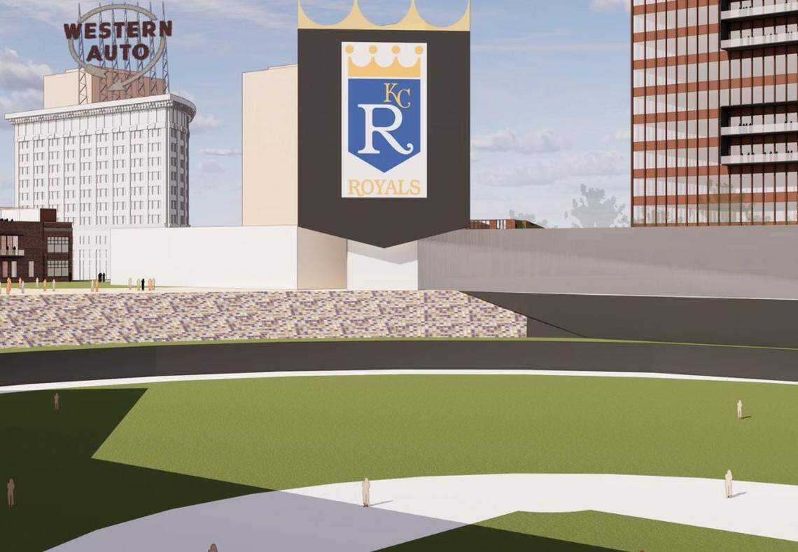 A rendering of proposed Royals ballpark in Washington Square Park.