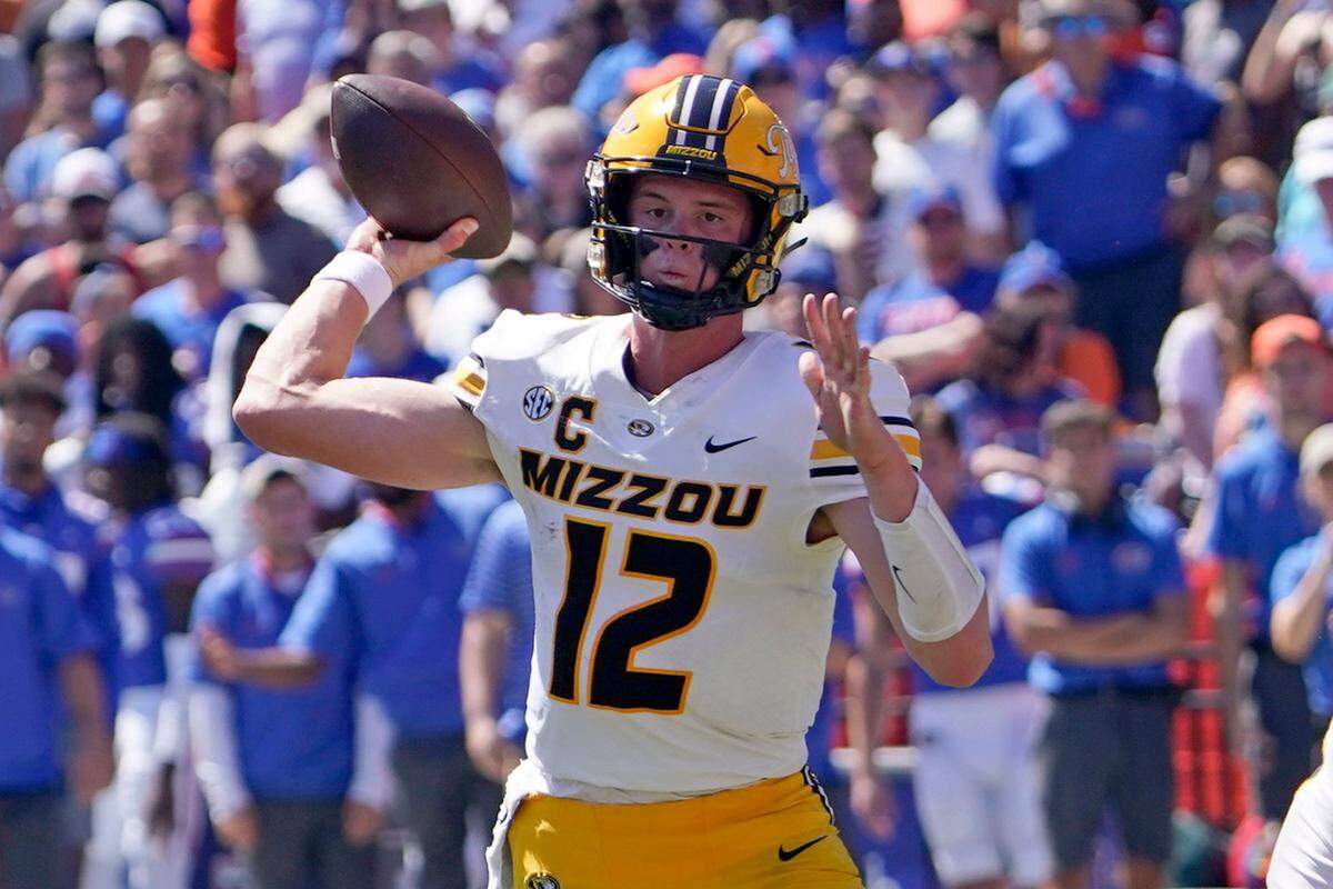 Missouri quarterback Brady Cook entered play Saturday having completed 65.1 percent of his throws for 1,423 yards with six touchdowns vs. seven interceptions.