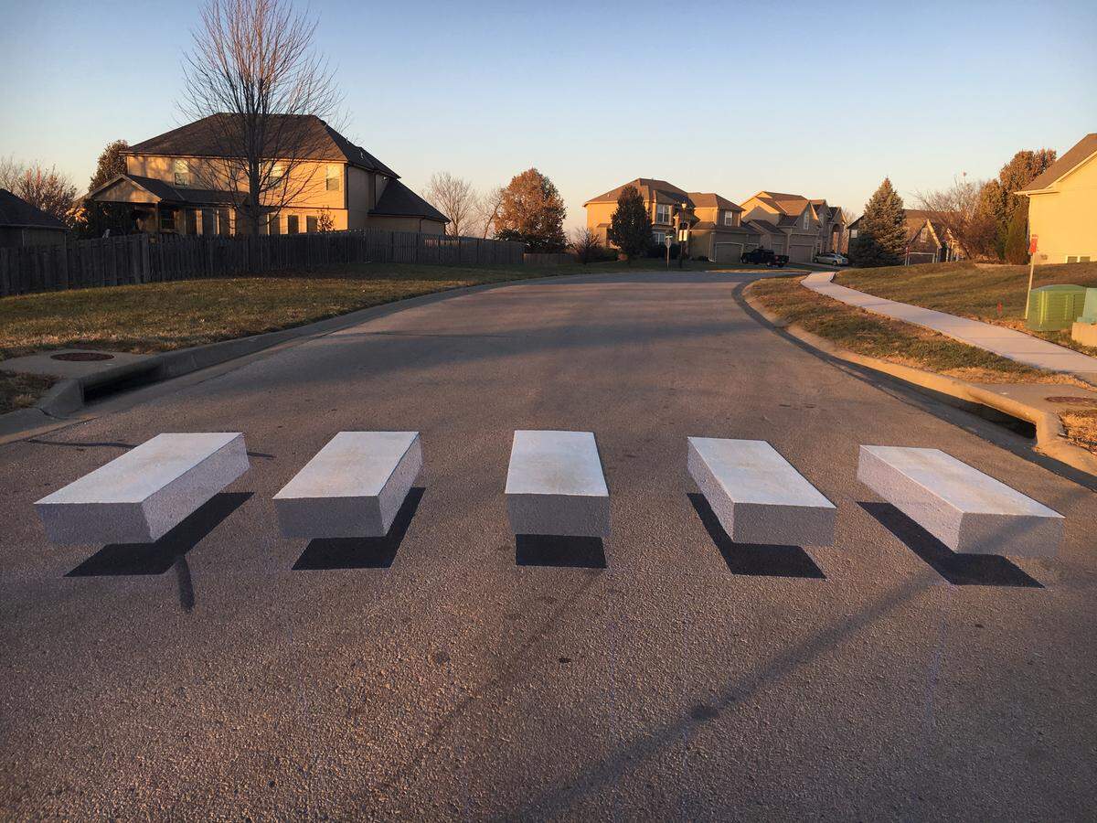The Public Works Department in Kansas City, Kan., added a new  three-dimensional crosswalk in the Northridge at Piper Estates neighborhood on Friday, Nov. 16, 2018.