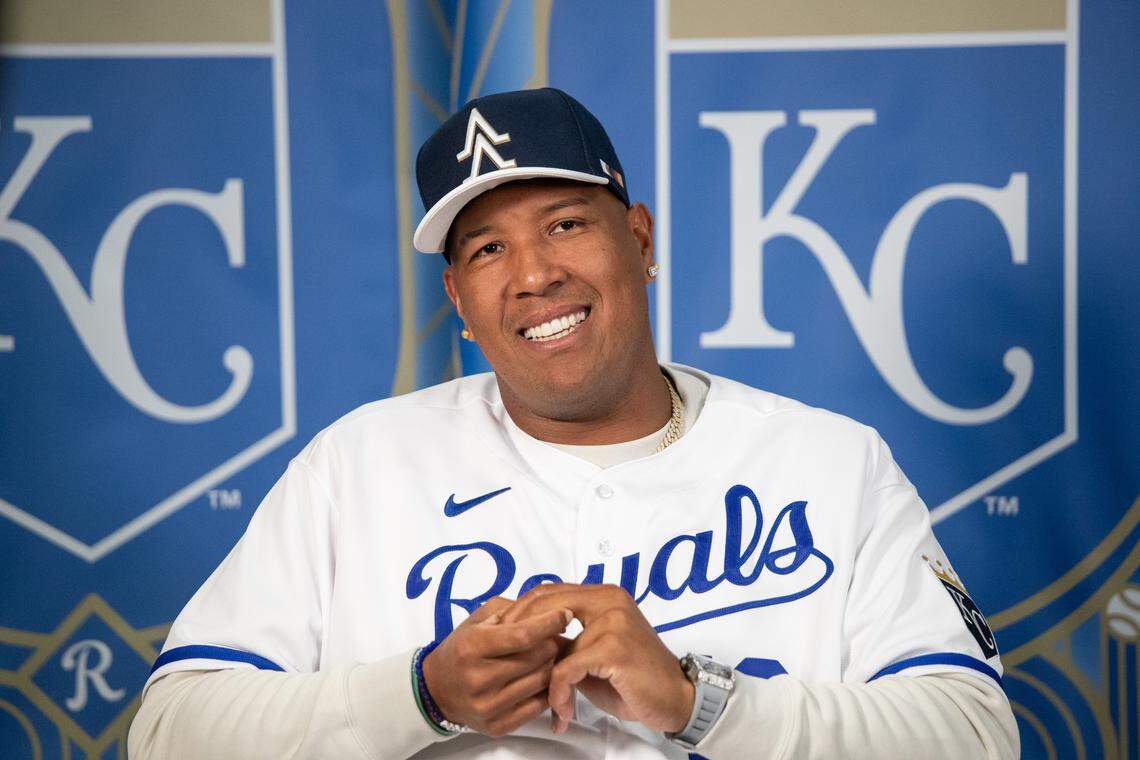 Kansas City Royals catcher Salvador Perez answers questions about working with new pitchers, being a captain and his health heading into the next season at Royals Rally on Feb. 3, 2024.