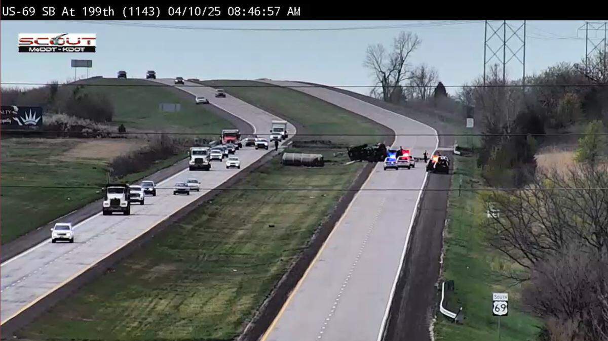 The southbound lanes of U.S. 69 Highway are closed at 199th Street after a fatal crash involving a tractor trailer that was hauling wastewater, the Kansas Highway Patrol said.