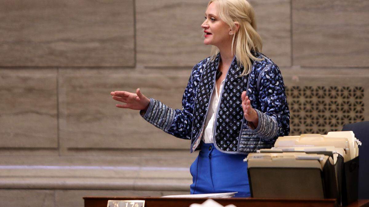 Sen. Lauren Arthur, a Kansas City Democrat, during a filibuster in the Missouri Senate.