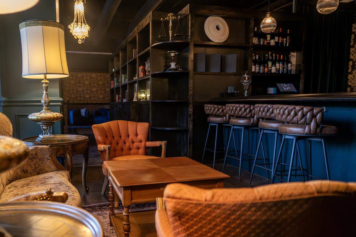 A lounging area near the wine bar is seen at The Blacklist on Tuesday, Jan. 20, 2026, in Leawood.