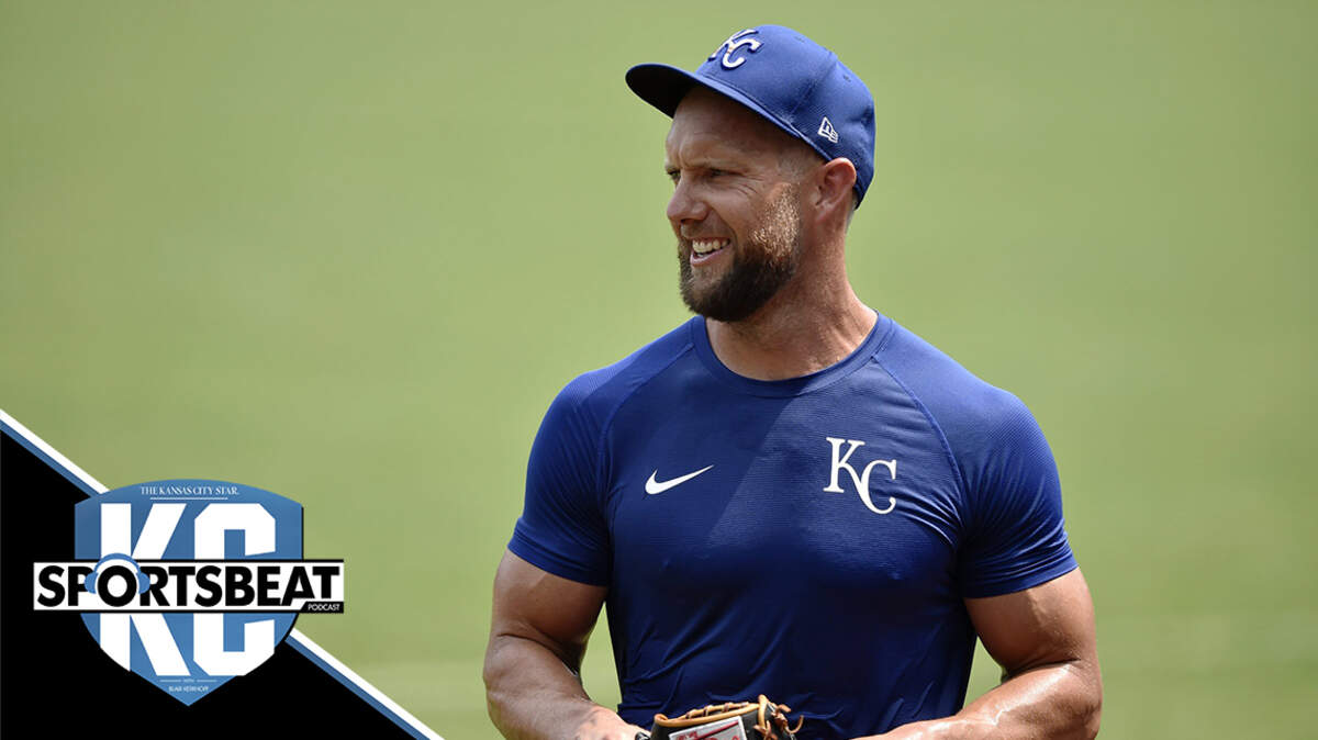 Alex Gordon heads off the field during the Kansas City Royals spring training 2.0 at Kauffman Stadium Monday, July 6, 2020.