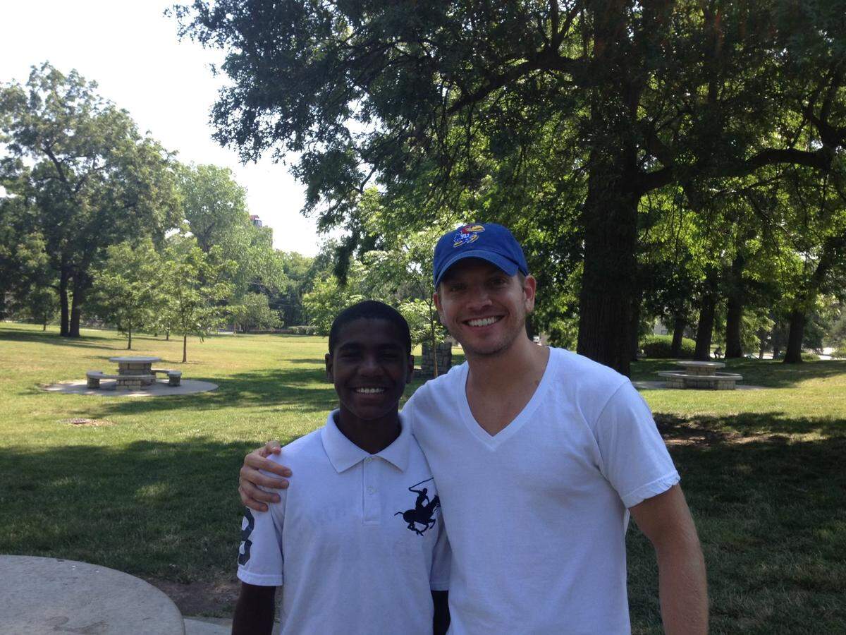 John Waller, right, and Tampa Bay Buccaneers running back Rachaad White met through the Big Brothers Big Sisters program in Kansas City when White was 8 years old.