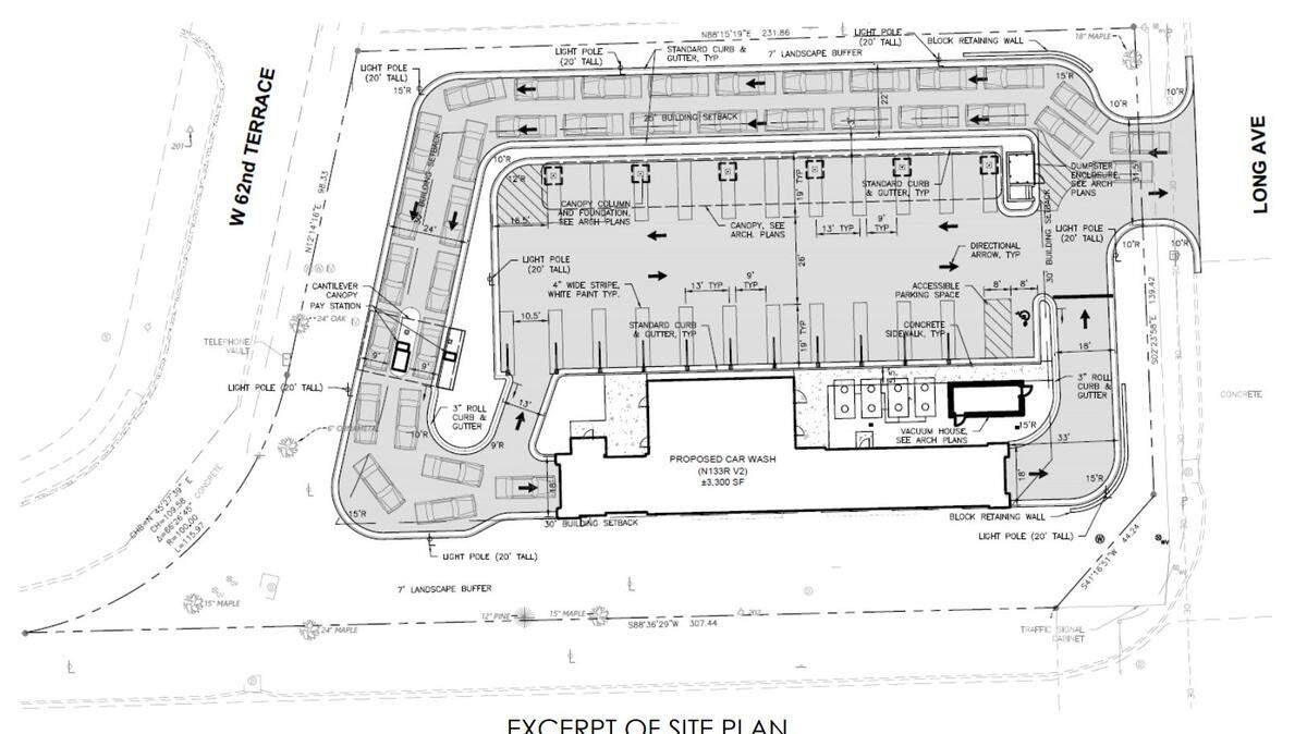 The final plans approved at the Shawnee Planning Commission meeting include 21 vacuum parking spaces and two lanes that wrap around the property leading to the automatic car wash.