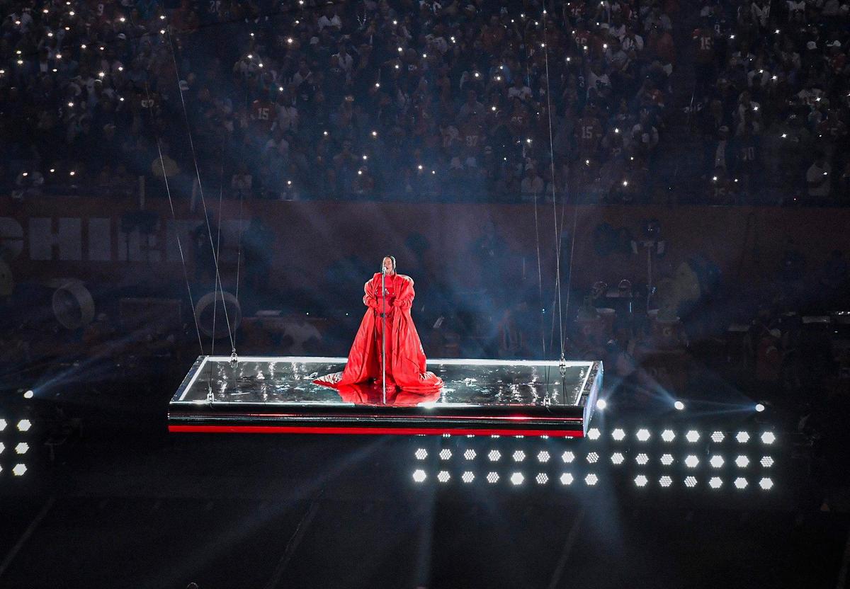 Rihanna performs at halftime during Super Bowl LVII Sunday, Feb. 12, 2023, in Glendale, Ariz.