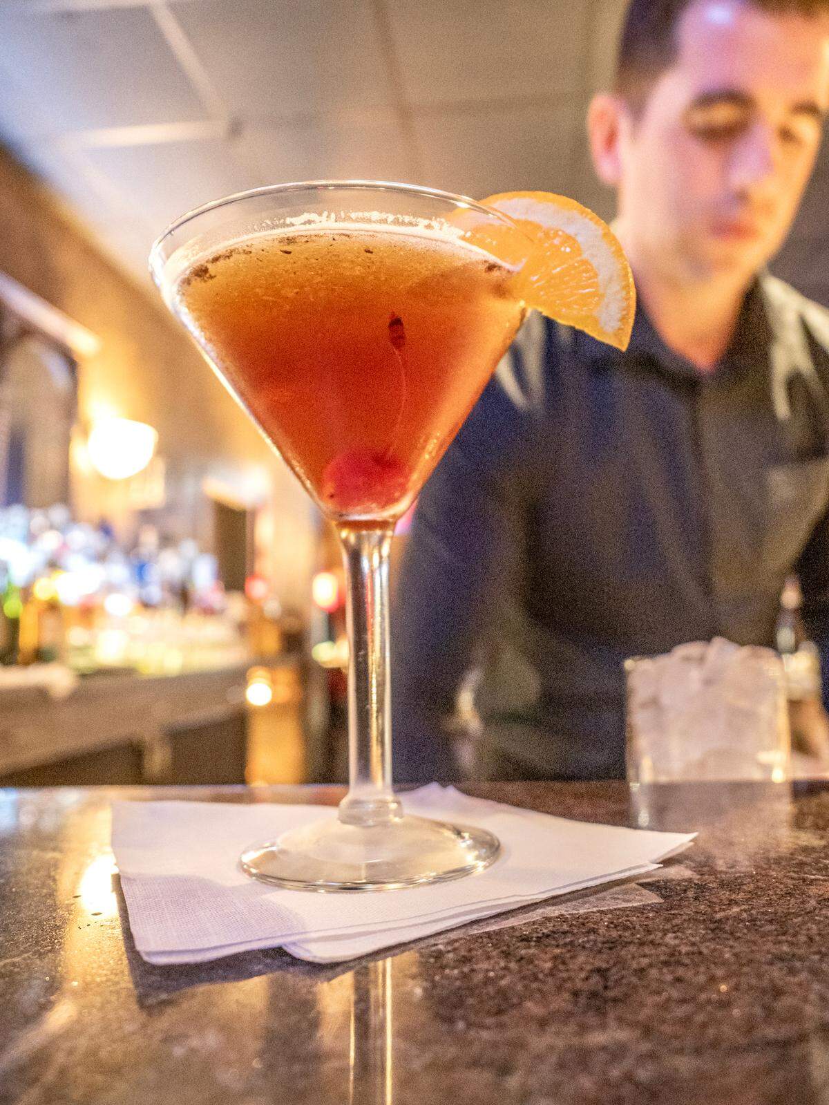 A martini awaited a patron at Touche.