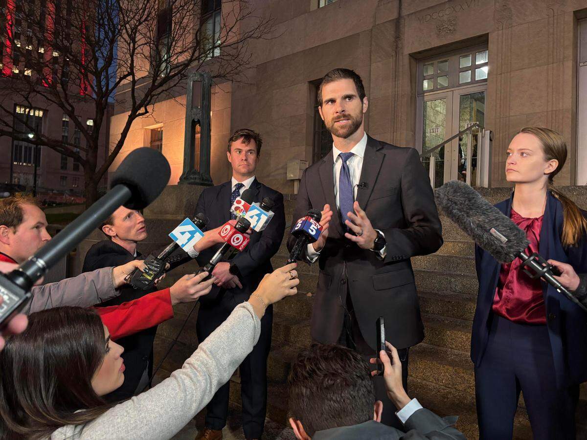 Missouri Solicitor General Joshua Divine after a court hearing in Kansas City on Wednesday.