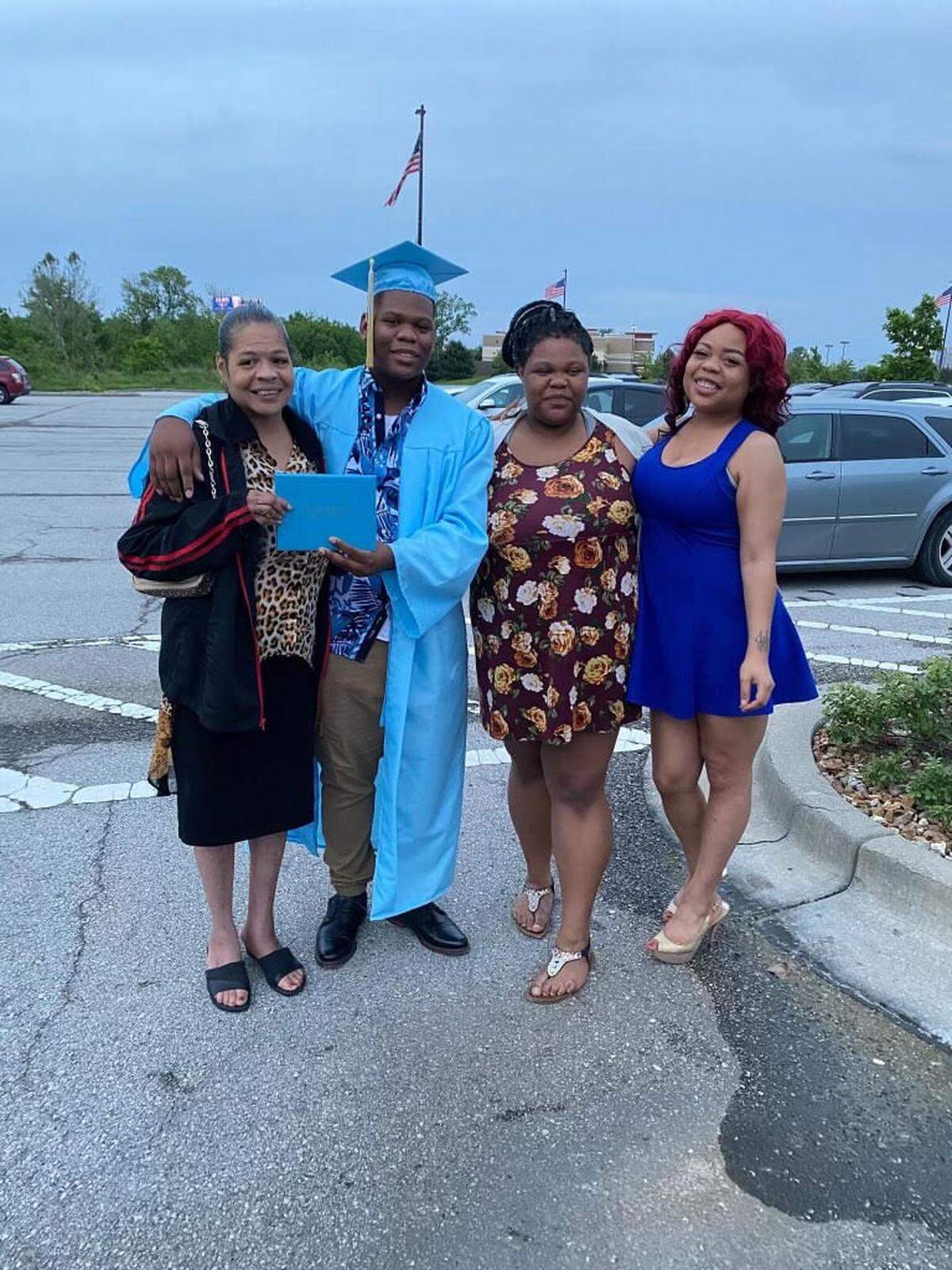 Marcha Caldwell, far left, with her three children, including daughter Rosslynn Caldwell, far right.