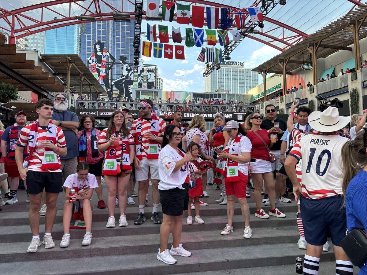 Fans donned their red, white and blue on June 12, 2026, at KC Live! in Kansas City’s Power and Light District to watch the U.S. square off against Paraguay in the fourth match of the 2026 FIFA World Cup. The U.S. came out on top, defeating Paraguay 4-1.