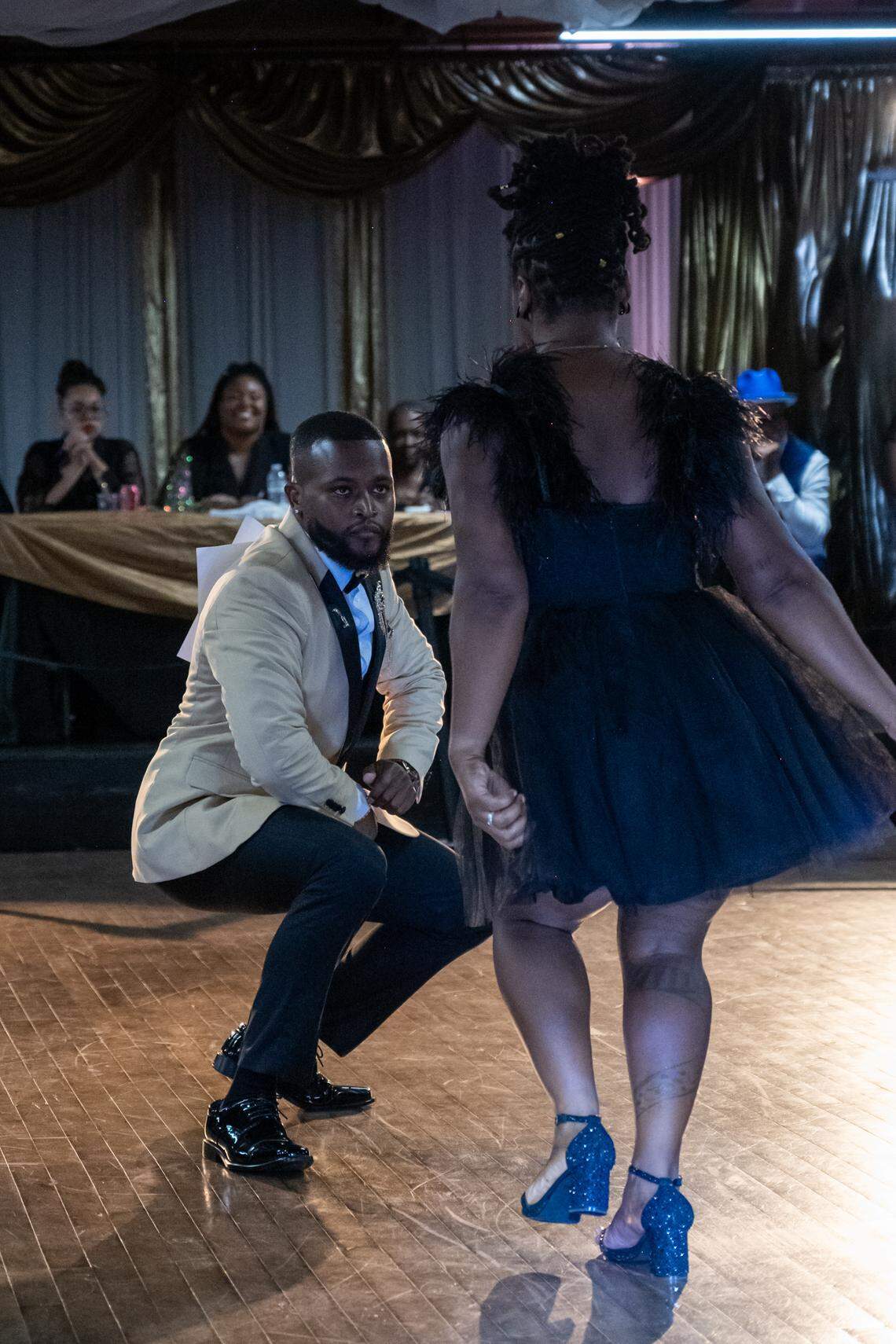 Danielle Williams and Trayvon Butler perform during The Big StepOff 2025, on Oct. 18, 2025, in Kansas City. “When growing up, you’d just hear about two-stepping with the older generation,” Williams said. “Now it’s a lot more of the younger generation that’s like, yeah, I want to learn.”
