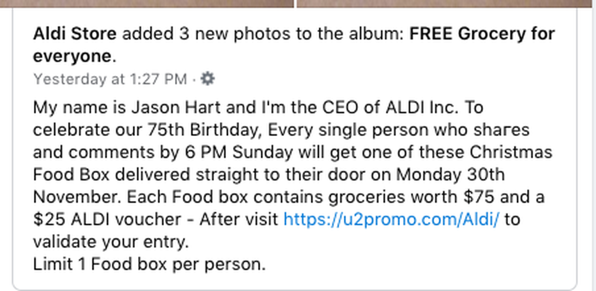 The bogus post has been circulating on Facebook.