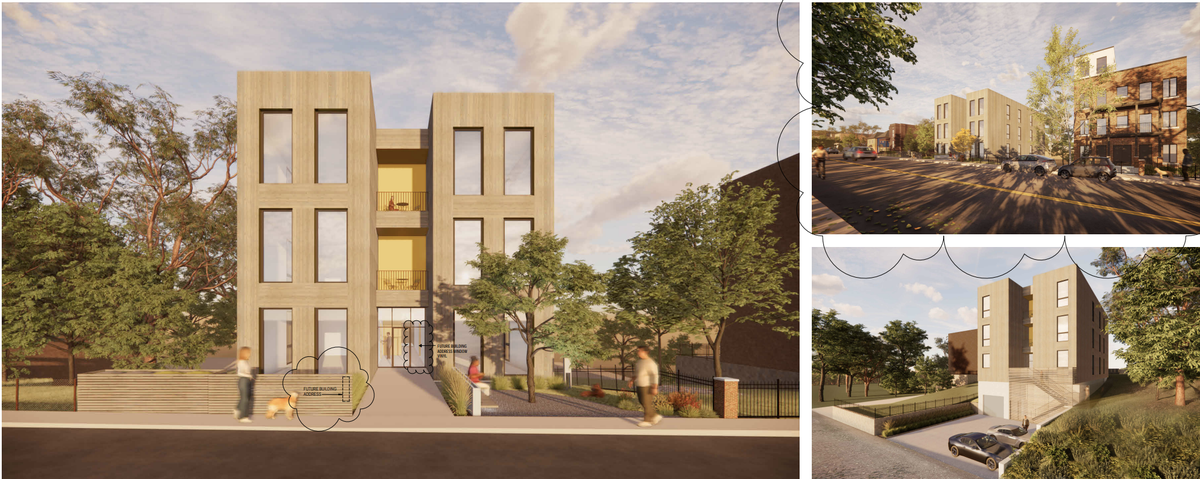 Renderings of a proposed six-plex on Summit Street in the Westside North neighborhood.