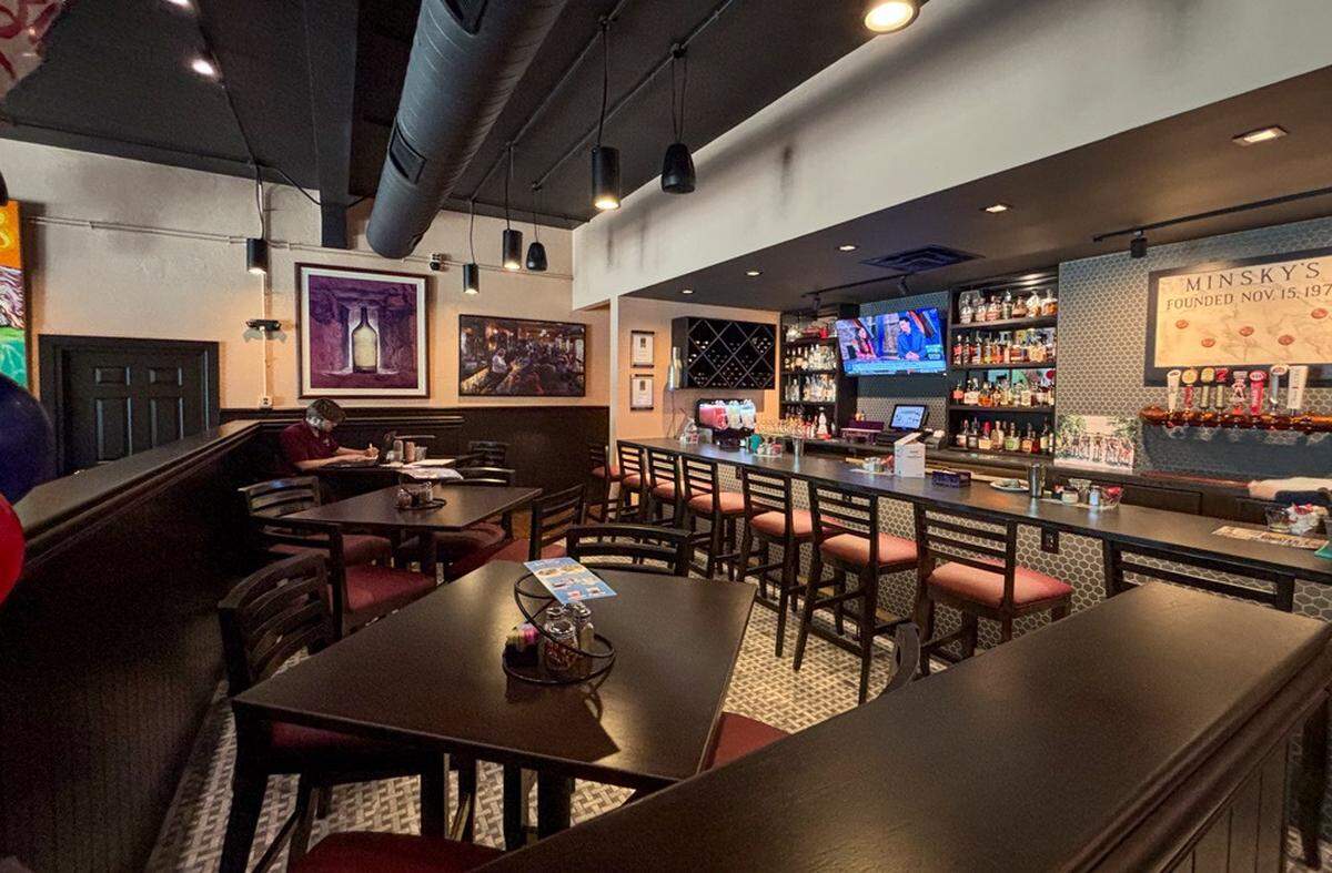 The bar space at Minsky’s South Plaza is freshly installed, and can be celebrated with all-day happy hour this week.