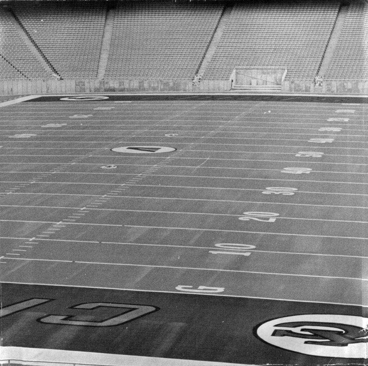A picture inside Arrowhead Stadium from 1972, the year it first opened.