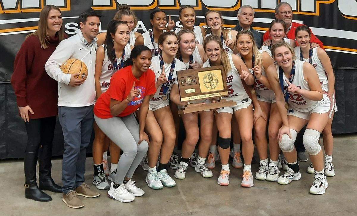 The Bishop Miege High School girls basketball team is the state champion of Kansas Class 4A hoops for the 2021-22 season.