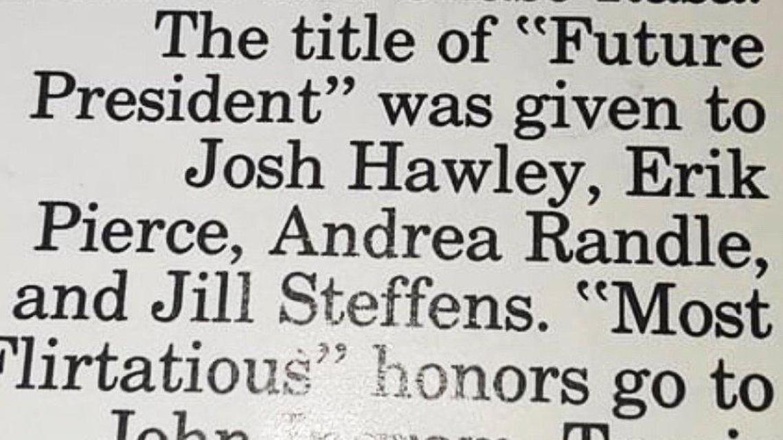 Josh Hawley was among four eighth-graders seen as a “Future President” by Lexington Middle School classmates.
