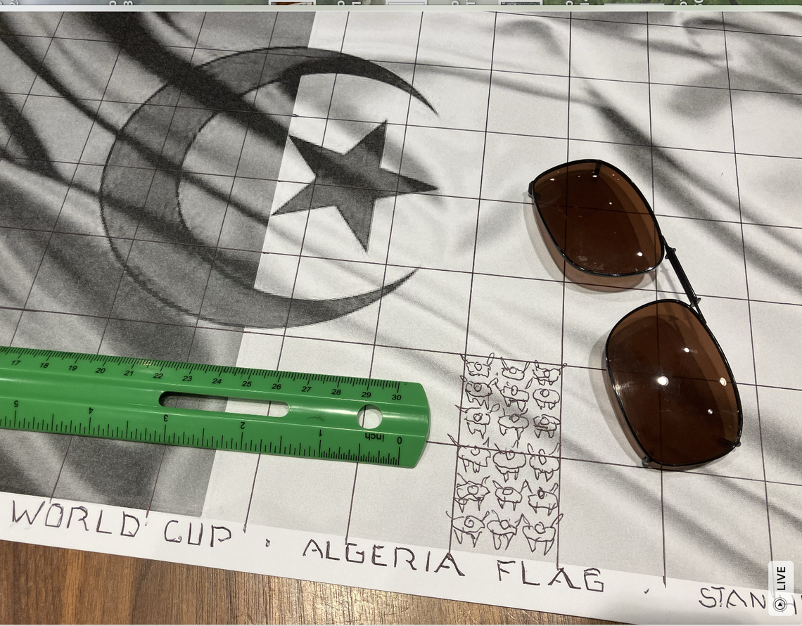 Stan Herd began working on an earthwork of the Algerian flag in Lawrence this week.