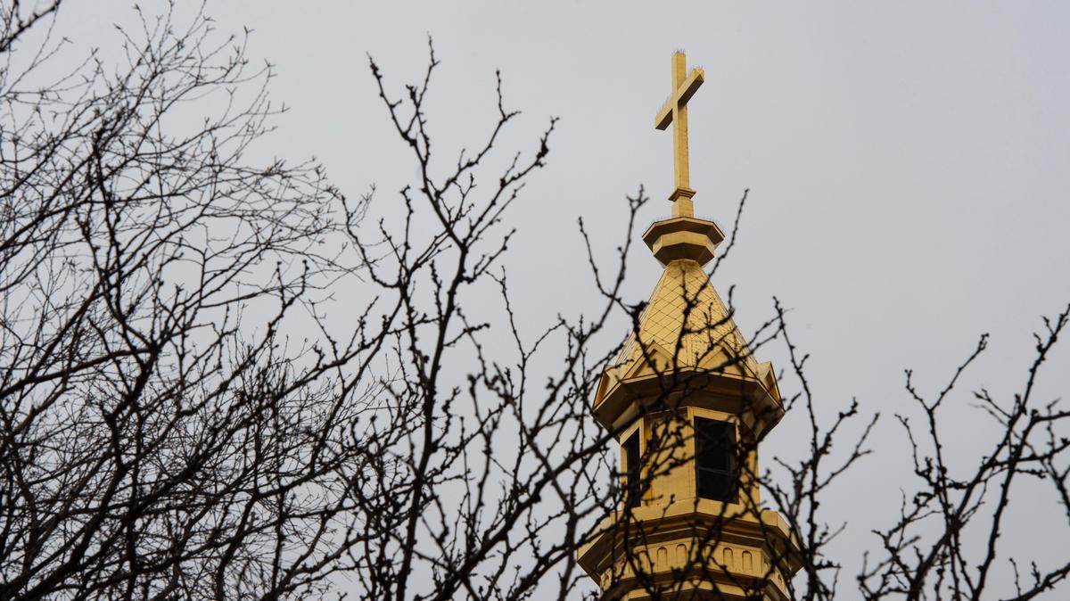 In March, the gold steeple of the Cathedral of the Immaculate Conception in downtown Kansas City stood in contrast to the gloomy skies. 