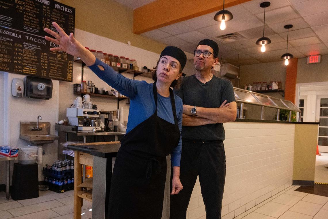 Veronica Garcia-Ibarra and husband Roberto Vidal, owners of Wrap it Up Tex Mex Grill in Kansas City. They say their business has had two break-ins since the Morning Glory Ministries breakfast program, run by the Catholic Diocese of Kansas City-St. Joseph, relocated to 9th Street and Baltimore Avenue.