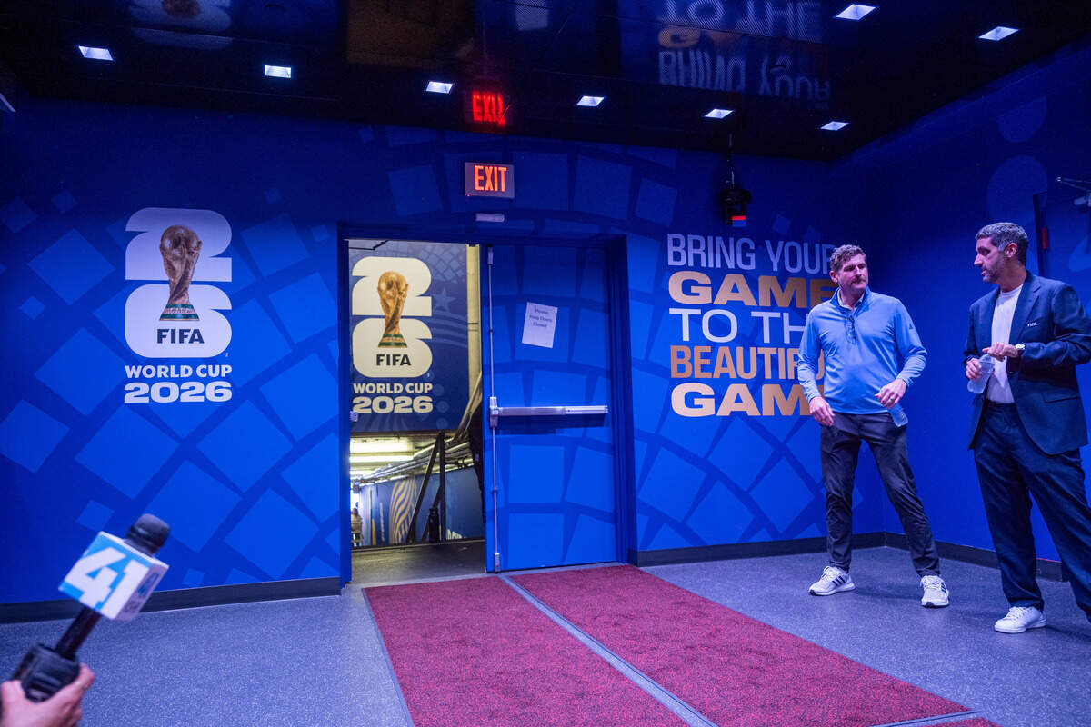 The entrance tunnel to the playing pitch at Kansas City Stadium, on Monday, June 8, 2026. This tunnel is normally where Chiefs players enter the field but will be where both teams enter the pitch for World Cup matches.
