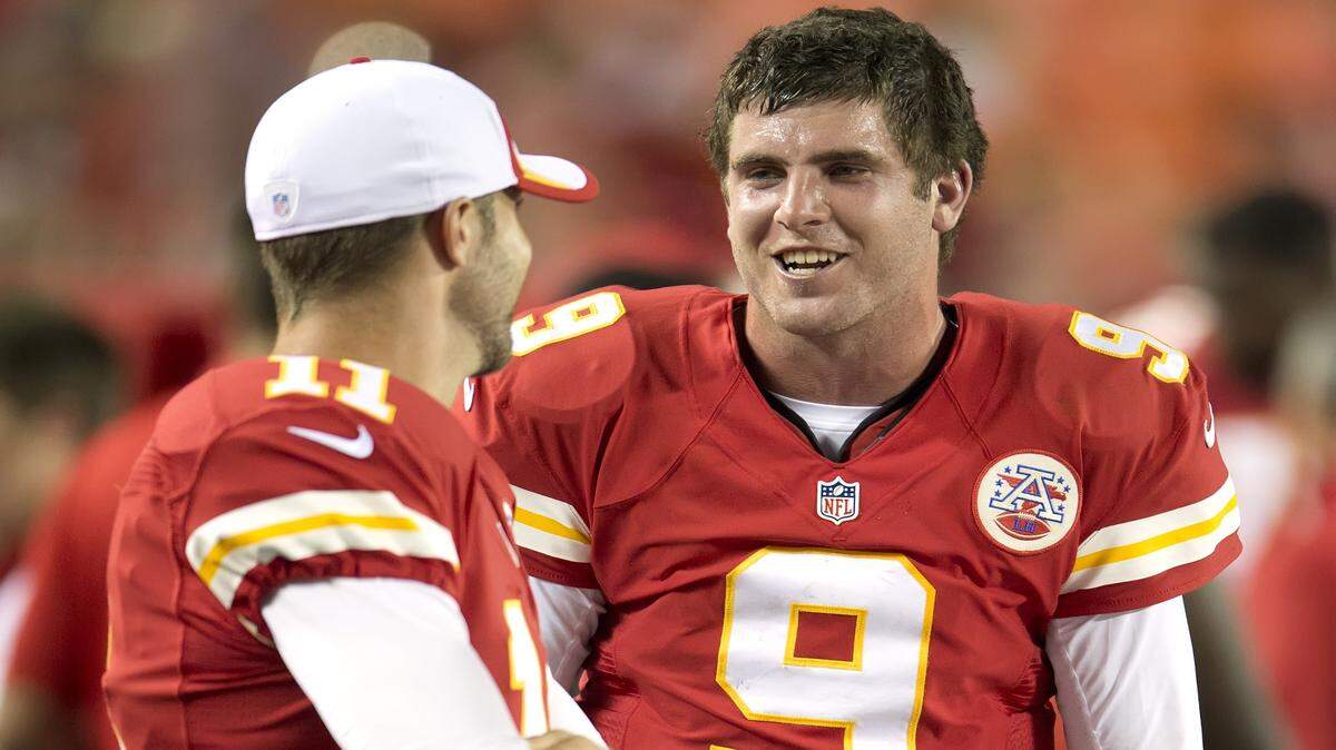 After a year on the bench in Kansas City backing up starting quarterback Alex Smith, Tyler Bray (right) is eager to show how much he’s improved since his time at the University of Tennessee.