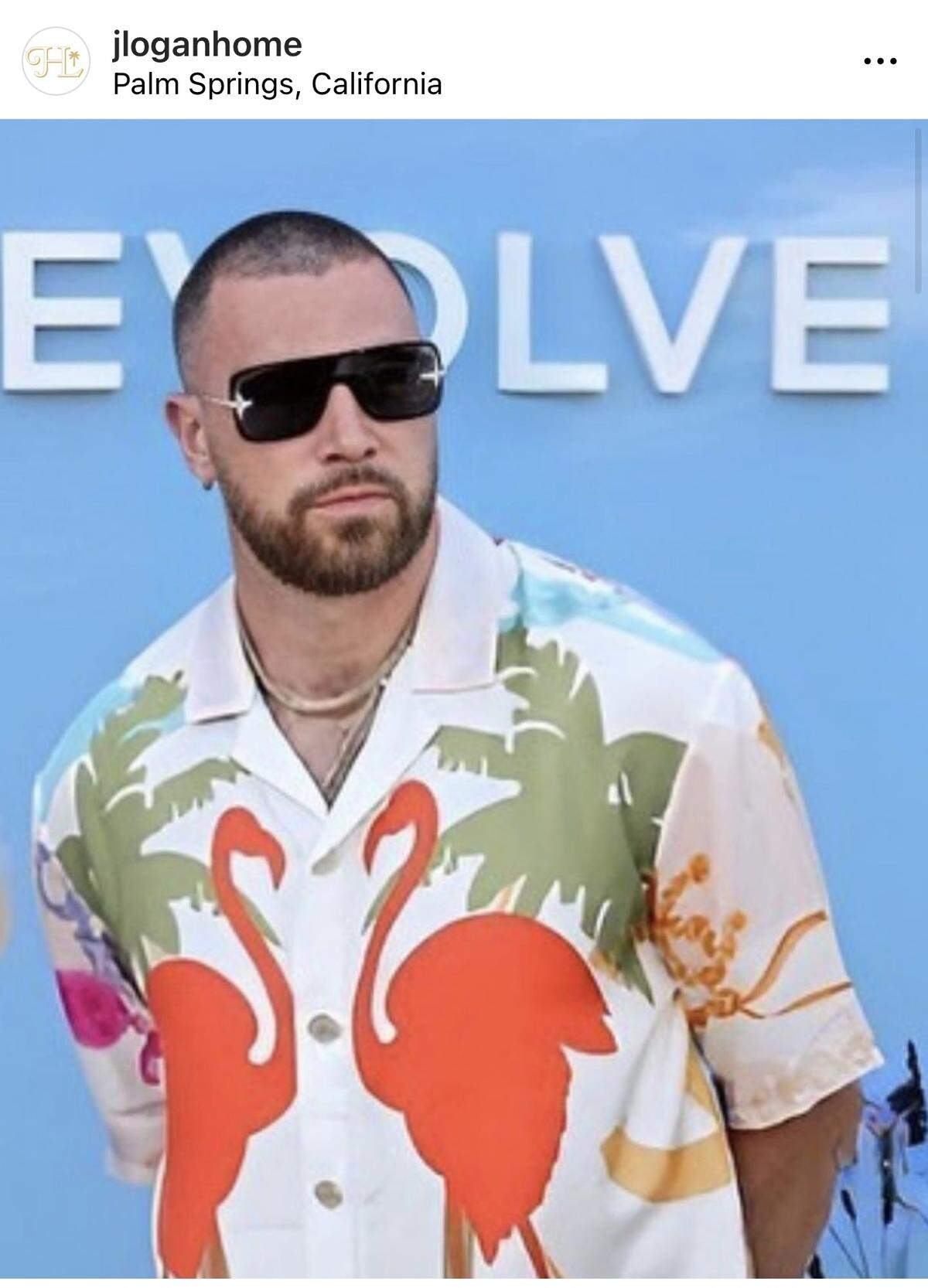 Kelce in a shirt by J. Logan Home.