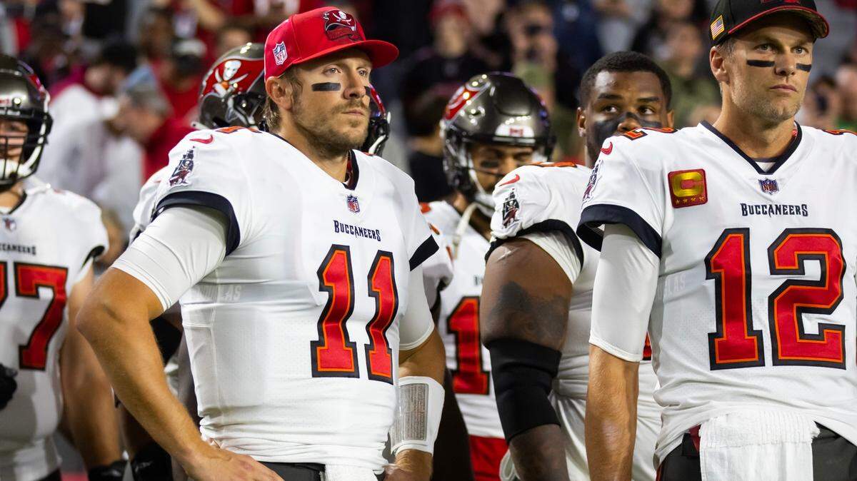 Former Missouri Tigers quarterback Blaine Gabbert, left, is going from a backup job behind Tom Brady in Tampa Bay to one backing up Patrick Mahomes with the Chiefs in Kansas City.