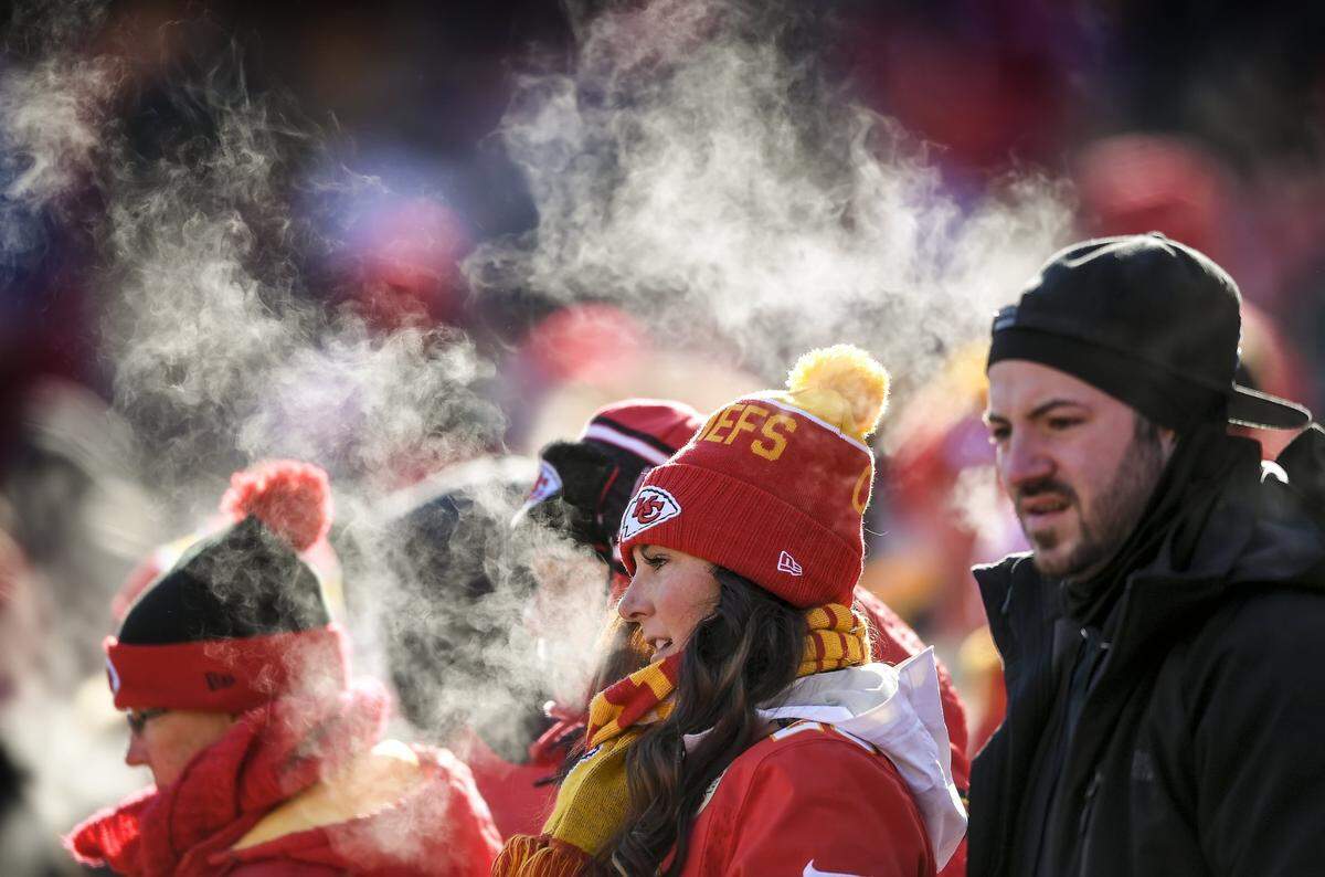 Kansas City Chiefs fans know all about watching their team play in freezing temperatures. This photo was taken in December 2016 at Arrowhead Stadium when the Chiefs played the Tennessee Titans.