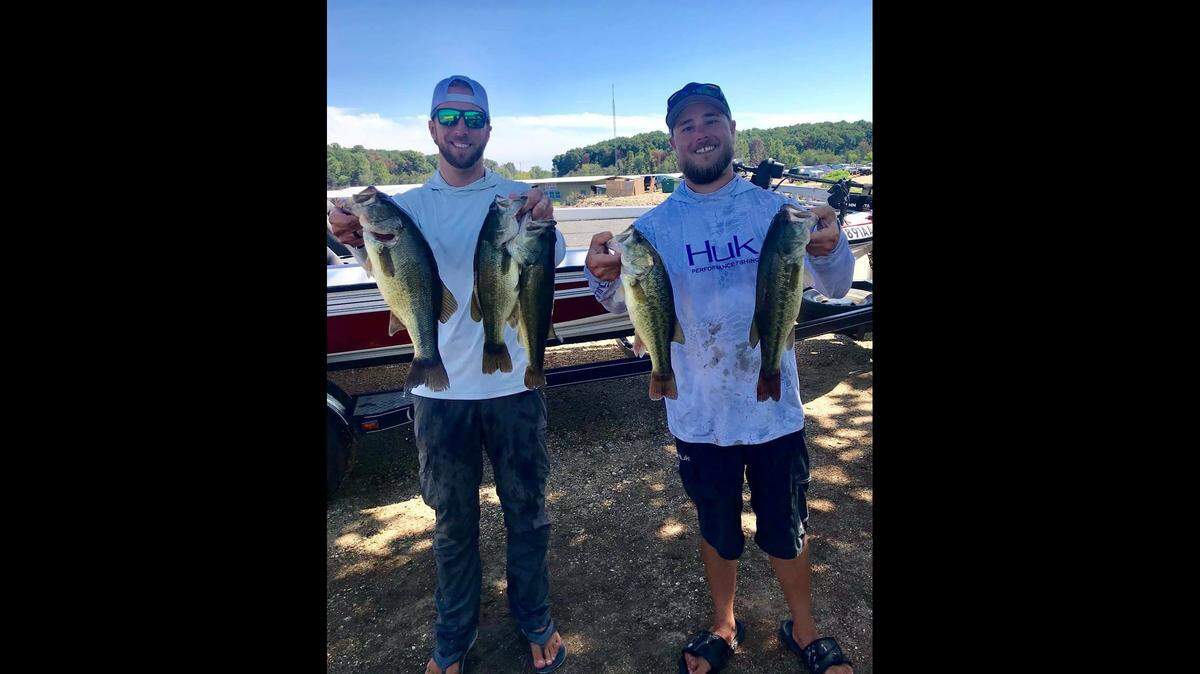 Kansas Angling Experience Guide Brian Ondrejka (left) and friend Keith Pflumm fished a bass tournament on Truman Lake in Missouri last weekend, placing fifth with 13.36 pounds. Truman Lake is known for good crappie, blue catfish and wiper fishing but is also a solid largemouth lake.