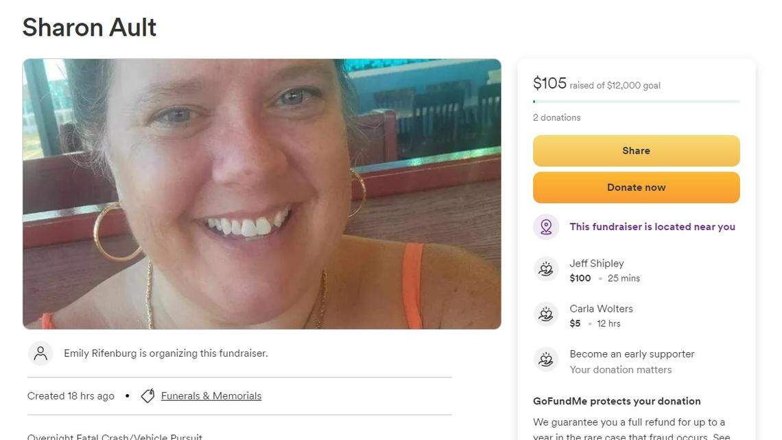 A GoFundMe was launched after 50-year-old Sharon Ault was killed in a crash in Independence. Police said a truck fled from officers and drove the wrong direction.