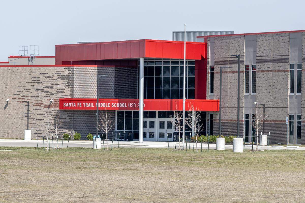 Santa Fe Middle School at 1100 N Ridgeview Rd., is pictured on Friday, March 20, 2026, in Olathe.