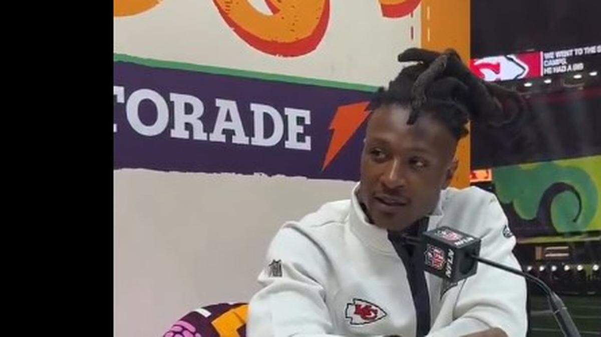 Chiefs receiver DeAndre Hopkins talking about a special jacket he will wear to Super Bowl LIX.