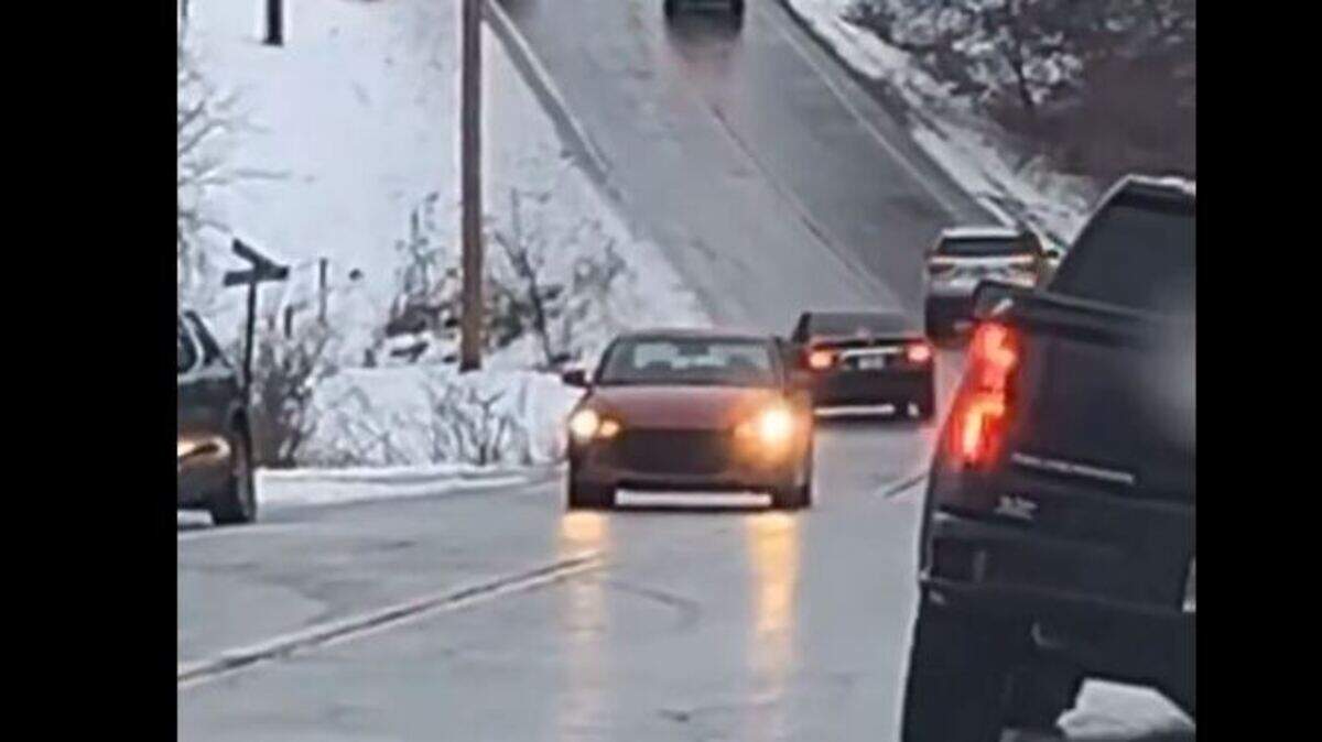Video shared on social media by the Missouri State Highway Patrol showed a car sliding off an icy road Monday in Cass County.