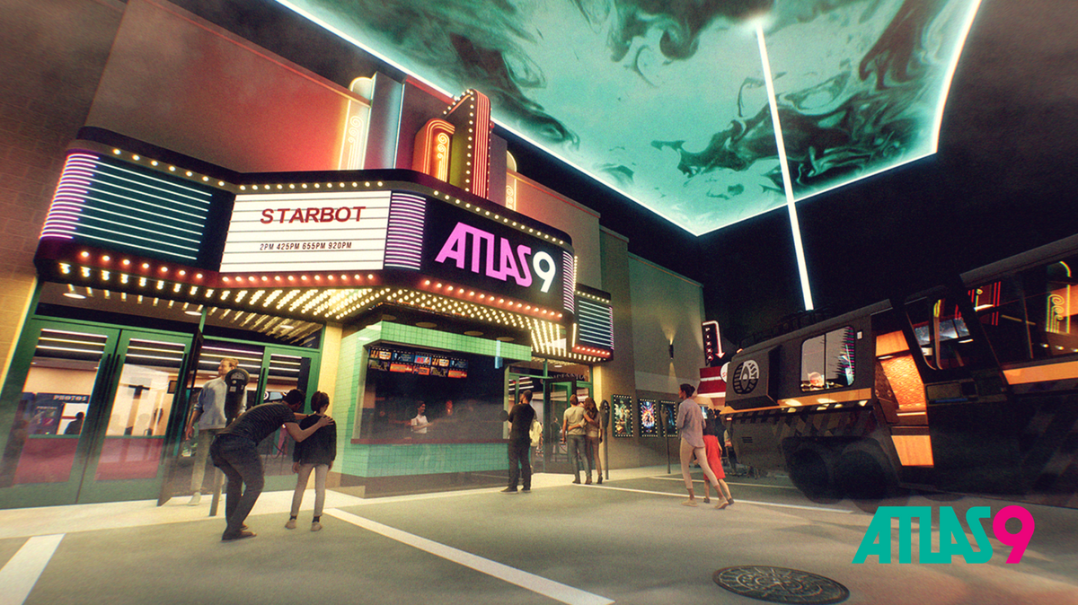 A rendering shows Atlas9, an immersive art experience by industrial design company Dimensional Innovations coming to the Legends in Kansas City, Kansas. The team hopes to have it open by summer 2025.