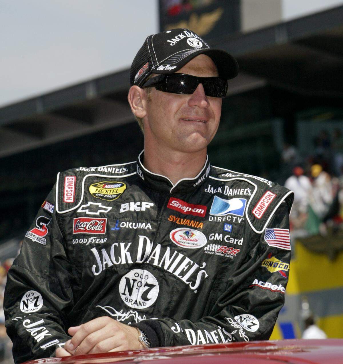 Kansas native Clint Bowyer, pictured here at Indianapolis Motor Speedway in 2006, scored a rare-for-him victory at his homestate track that year.