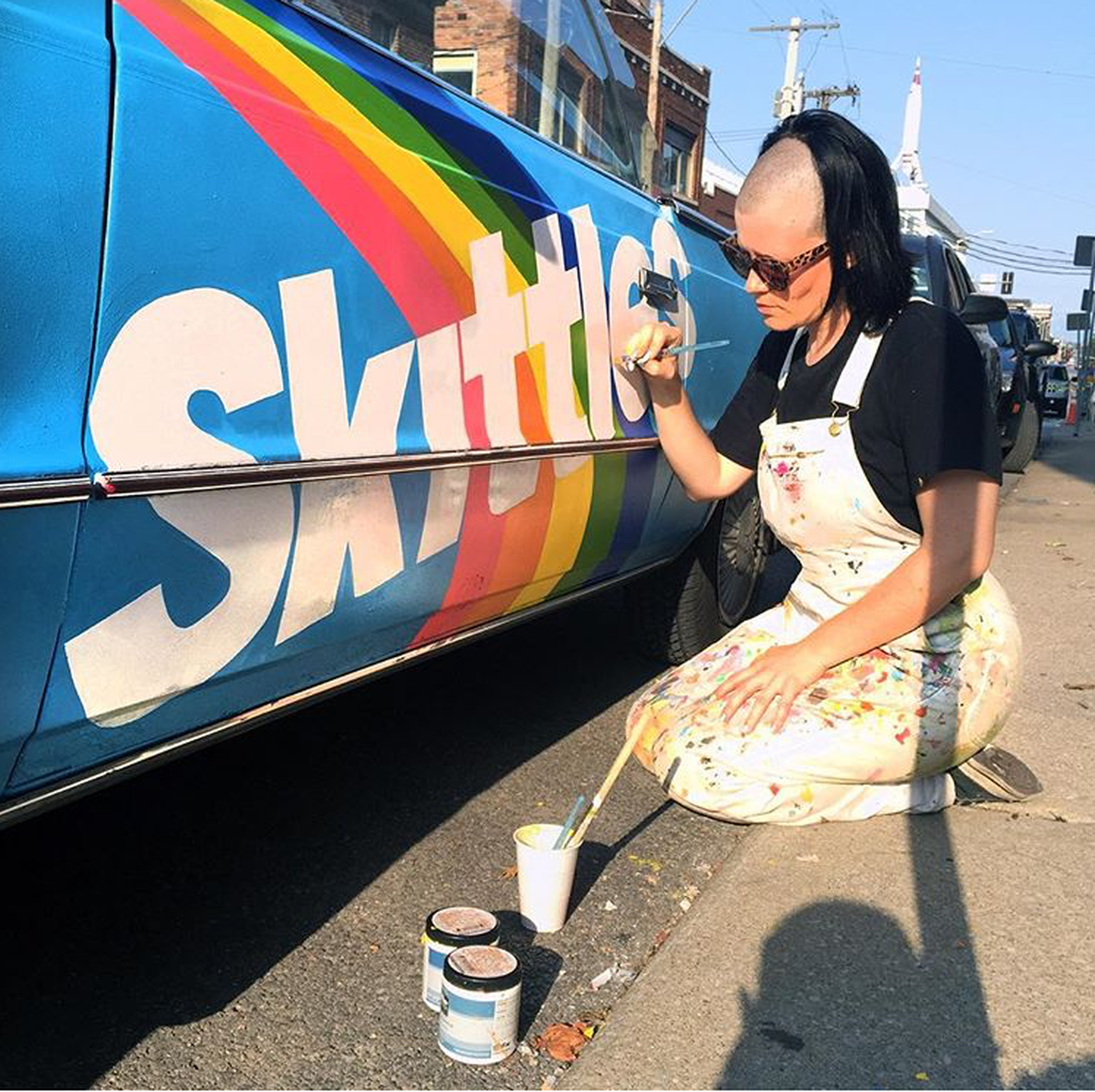 Noland got into making art cars after creating a blue Skittles car for a friend in Kansas City.