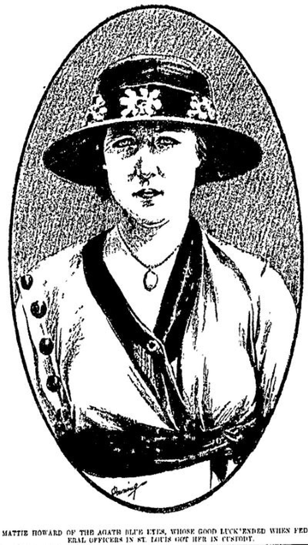 This drawing of Mattie Howard appeared June 6, 1919, in The Star, which ran few photographs at that time.
