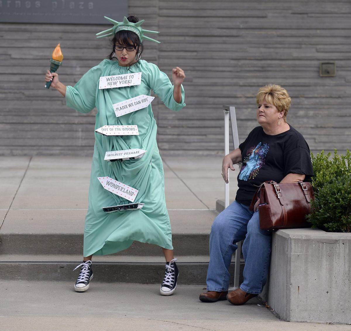 Taylor Swift fans gathered in front of the Sprint Center Sept. 21, 2015, to attend the first of Swift’s two shows in Kansas City. Sarah Smith, 16, of Platte City came dressed as the Statue of Liberty in reference to Swift’s Welcome to New York song on her latest album.