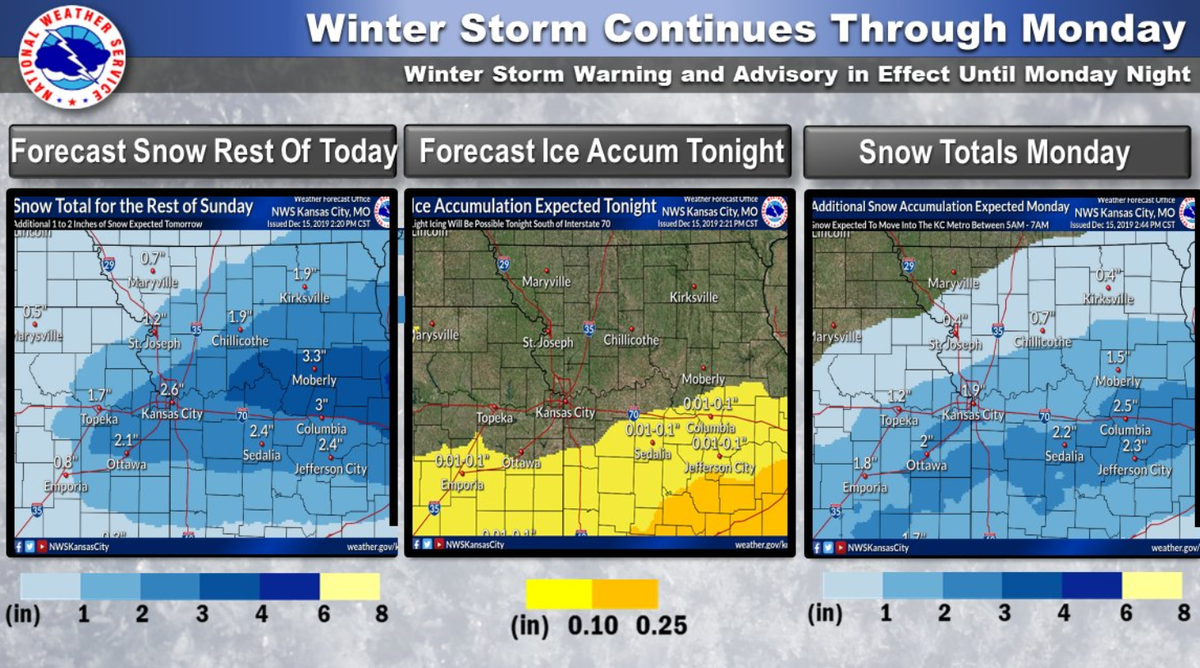 More snow is in the forecast Sunday night and Monday, according to the National Weather Service.
